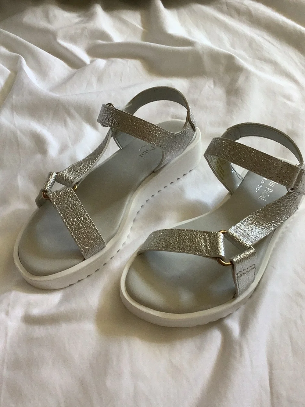 Girl’s Silver Glitter T-Strap Comfort Sandals